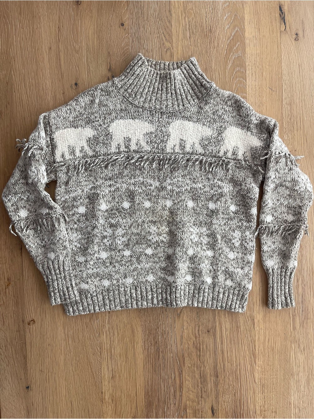 LOFT Marled Cream‎ and Gray Cable-Knit Sweater
